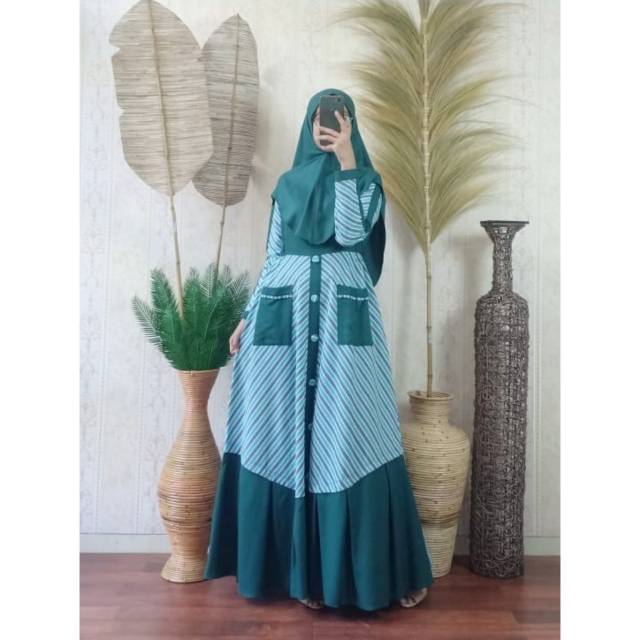 Gamis syari nazla casual keren cantik unik original branded humaira real pict