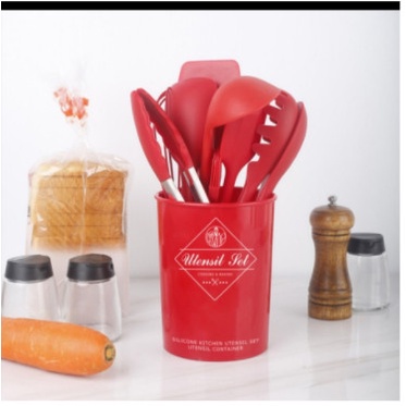 Silikon Spatula Silicone Sodet Alat Masak Set 12pcs Spatula Steak Clip Set Oil Brush Kitchen Cooking-7