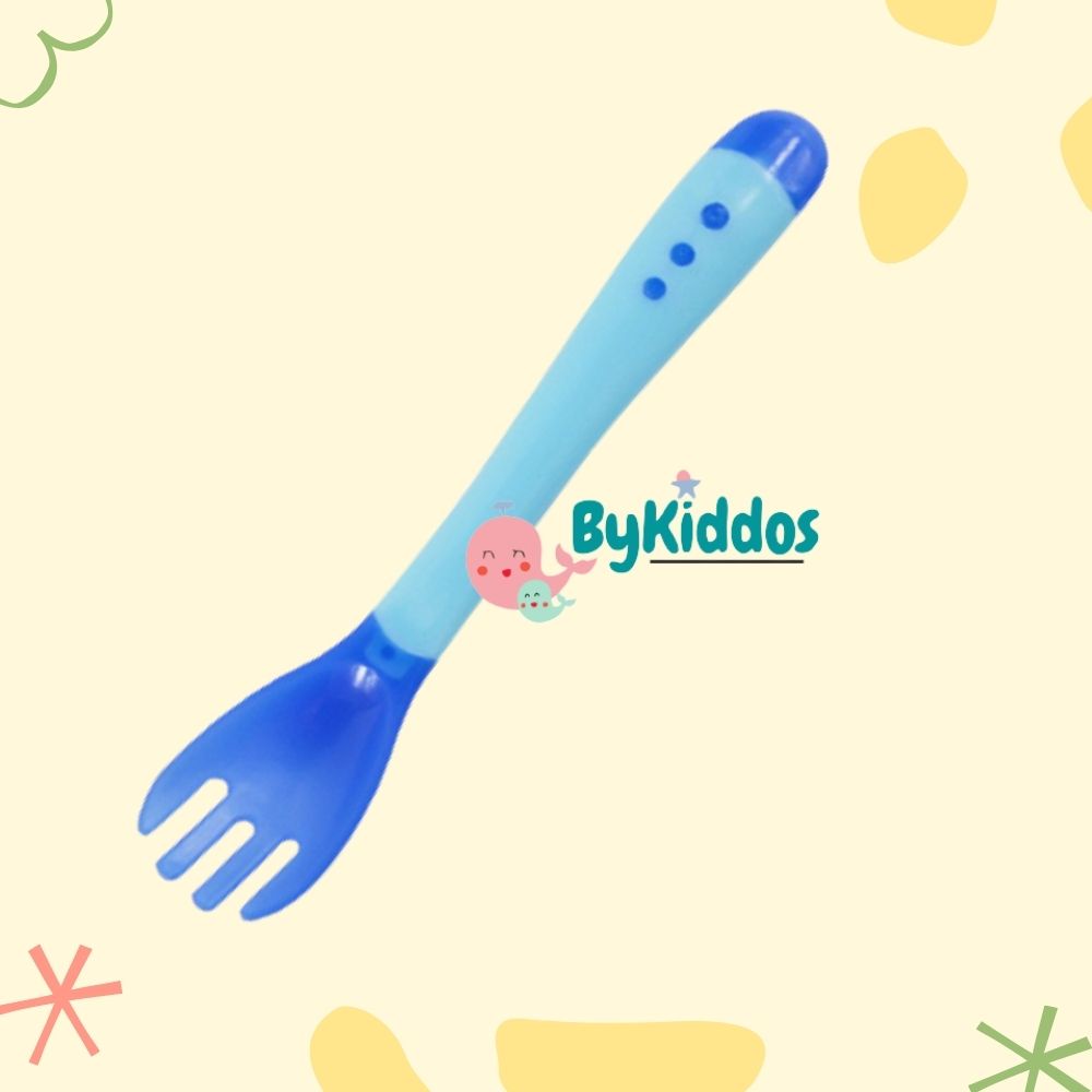 ByKiddos - Sendok Garpu Sensor Temperatur Suhu Panas / Sendok Mpasi Bahan Silicon