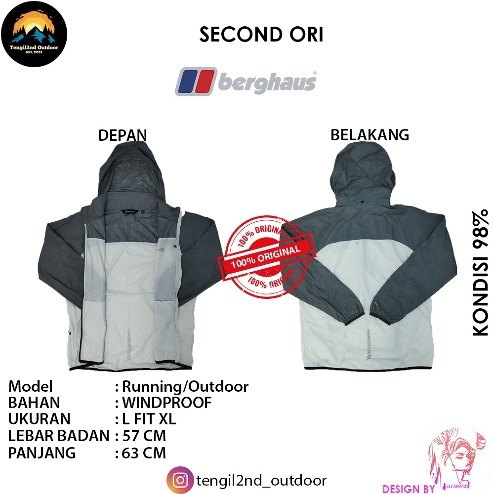 Berghaus Jaket Hiking / Jaket Gunung / Hiking Jaket / Hiking Jacket - Second ORI Size L Fit XL - ELB