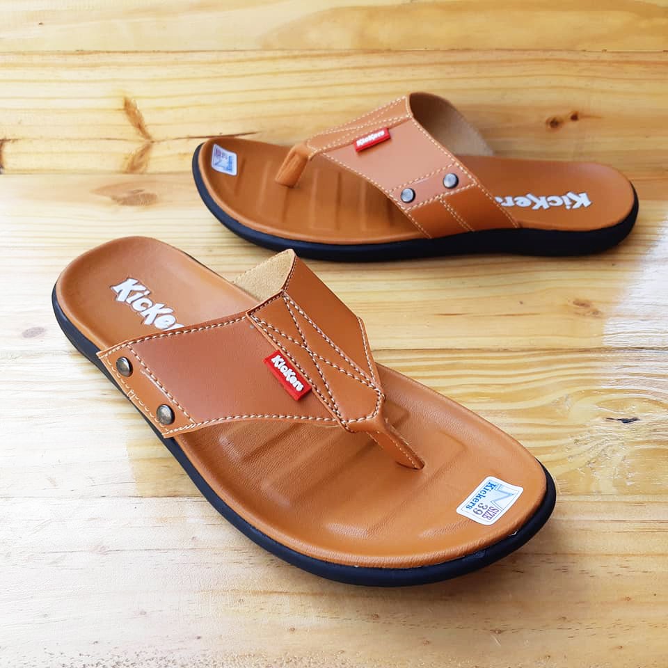 Sandal Pria Slop Terbaru / Sandal Kasual Kickers kulit (Selop Polos - Jepit Polos)-7