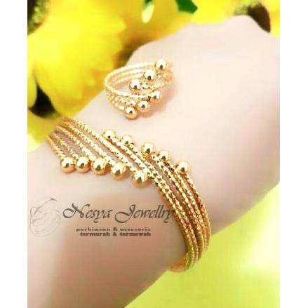 Terbaru  Set Gelang Dan Cincin Lapis Emas Motif Termewah  Murah