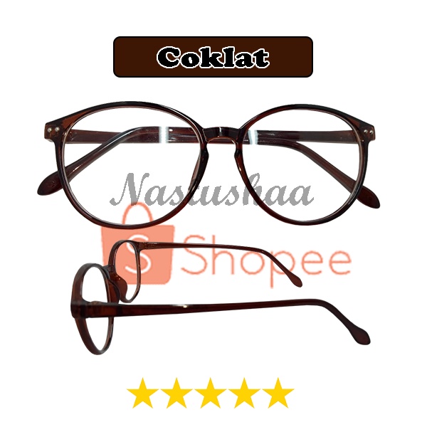 Kaca Mata Oval Design Pria Dan Wanita / Kacamata Fashion Retro Unisex Import Gaya Stylish Lensa Transparan FREE CASE