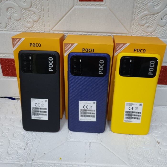 [ Hp / Handphone ] Hp Xiaomi Poco M3 4/64Gb Fullset Mulus Mantap Net - Cool Blue Bekas / Second /