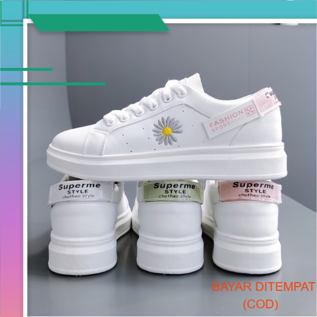 SEPATU WANITA SNEAKER WEDGES YS 211 sneakers bordir bunga matahari