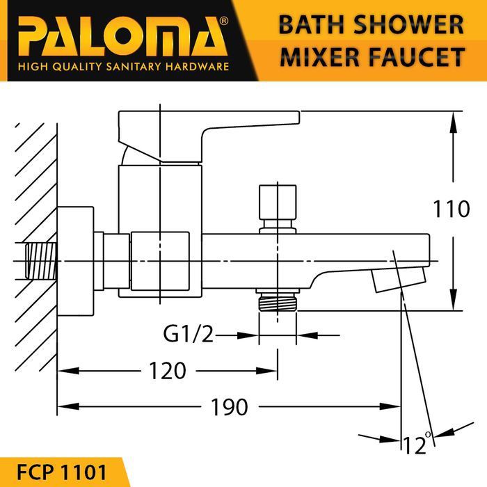 PALOMA FCP 1101 Keran Mixer Bathtub Shower Mandi Panas Dingin Kran Air