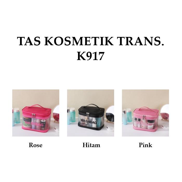 Grosir - K917 Bag Travel Makeup / Tas Kosmetik Transparan Waterproof / Tempat Penyimpanan Alat