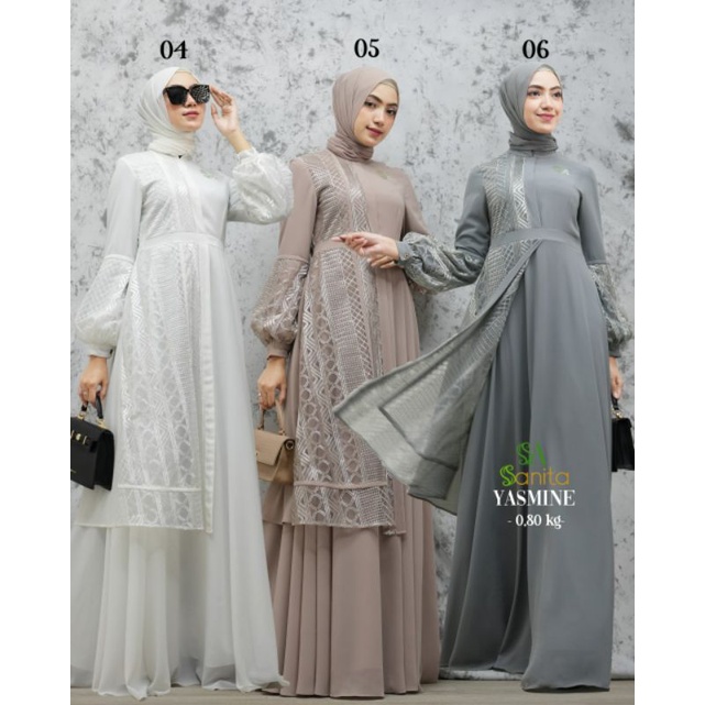 Dress Yasmine Ori by Sanita Hijab / Gamis Brukat / Muslimah Branded Wear / Gamis Set Syar'i / Gamis Pesta / Gamis Mewah / Baju Syar'i Pesta / Fashion Muslimah-1