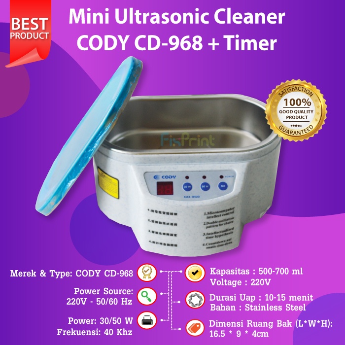 Mini Ultrasonic Cleaner CODY CD-968 Timer Mesin Ultra Sonic Digital