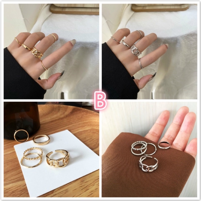 LMB 5PCS SET KOREAN CINCIN BERMODEL LAPIS LOGAM