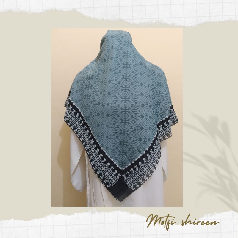 NEW JILBAB HIJAB VOAL MOTIF SYAR'I 130X130 PREMIUM SQUARE LASERCUT KERUDUNG SEGI EMPAT-Shireen biru muda