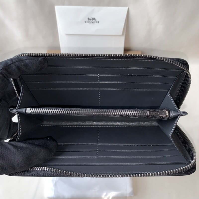 LONG WALLET ACCORDION ZIPPER BLUE STRIPE IN SIGNATURE COACH