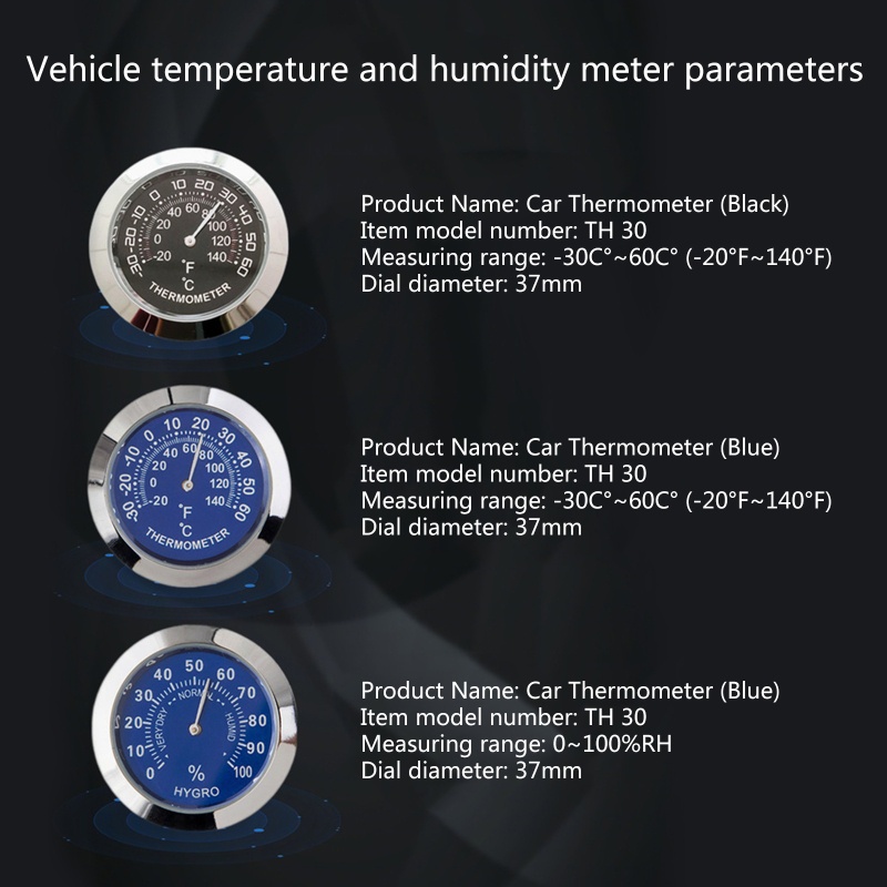 Termometer Mini Dengan Case Alloy Range 30-60℃ Cover Pelindung Kaca Depan Mobil