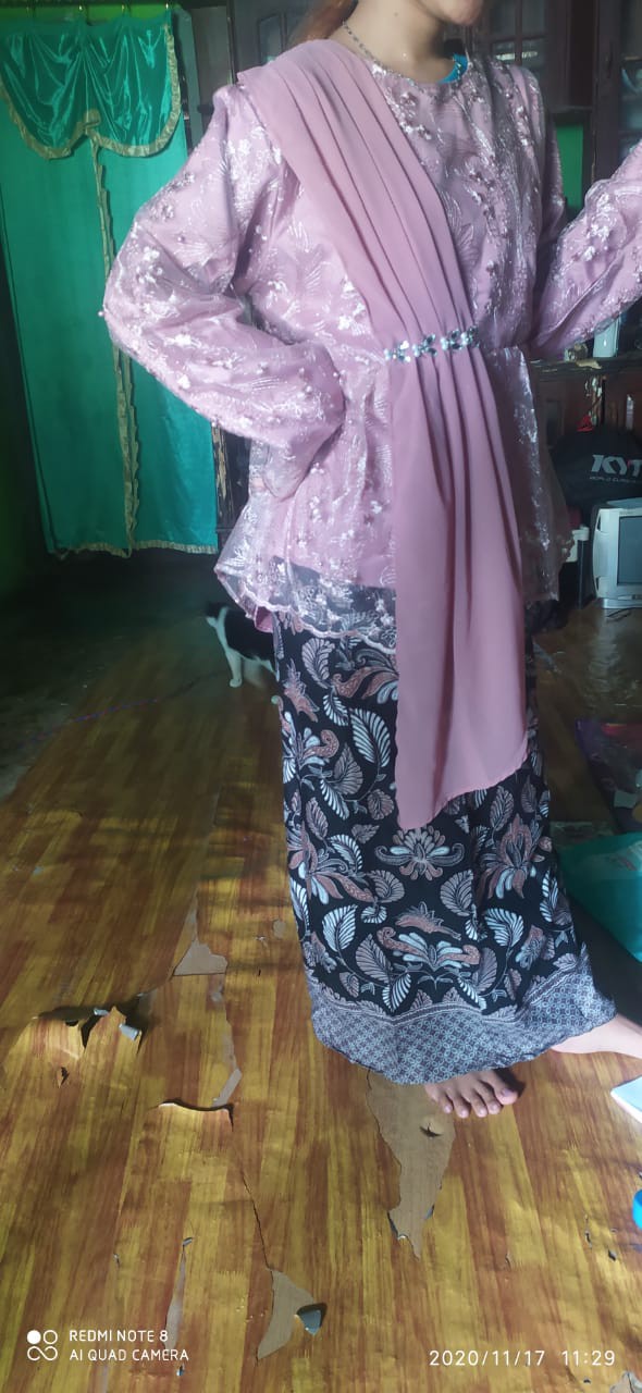 (ready Anak) Couple Batik Brokat Tulle Audi Marissa Payet Bunga