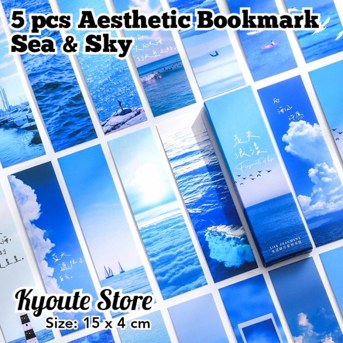 

Sale!!! 5 Pcs Pembatas Buku Aesthetic Blue Sky Sea Bookmark Novel Tanda Bacaan Bagus