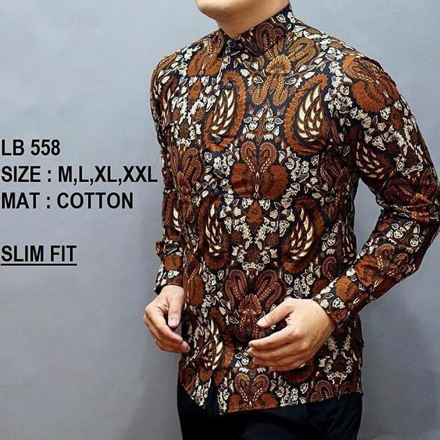 LB558 KEMEJA BATIK PRIA SLIMFIT MEWAH UNIK BAJU BATIK PRIA BEST SELLER