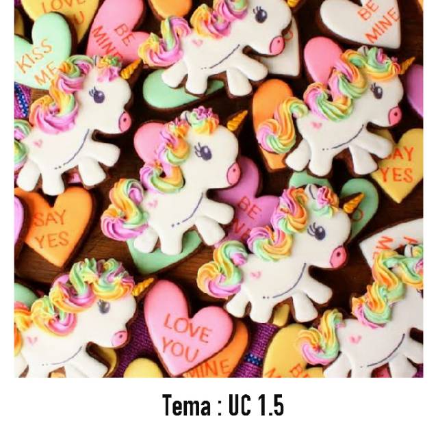 

IHANALICIOUS Butter Cookies Tema UNICORN (kukis hias karakter) kue kering icing royal