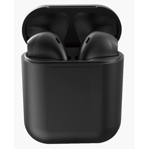 Earphone Bluetooth i12 TWS Wireless Headset Bluetooth Earbuds Matte Macaron Android-hitam