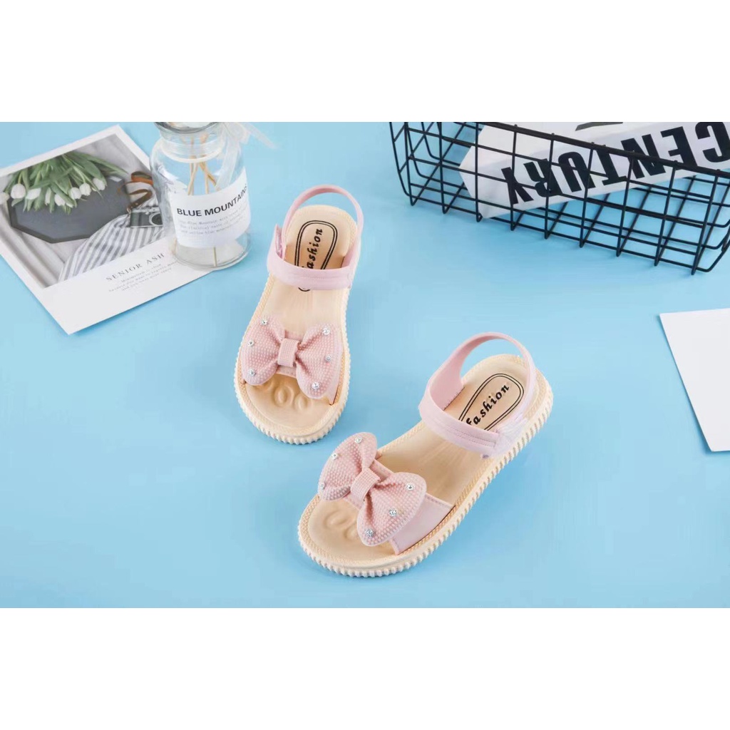 Sandal Anak Karet Jelly Import Pita Permata Glitter part 2 Import / Sandal Anak Perempuan Bahan Karet Model Lucu 2 - 9 Tahun Import