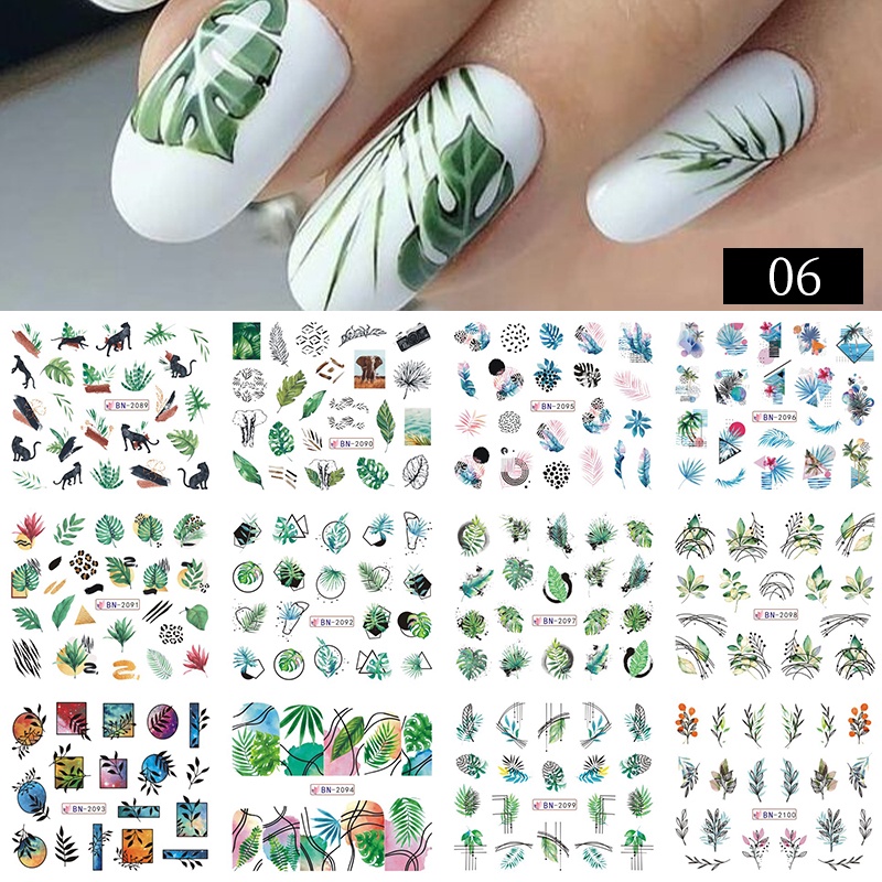 Harunouta Stiker Decal Motif Geometri / Daun / Bunga / Geometri Untuk Dekorasi Nail Art / Manicure DIY