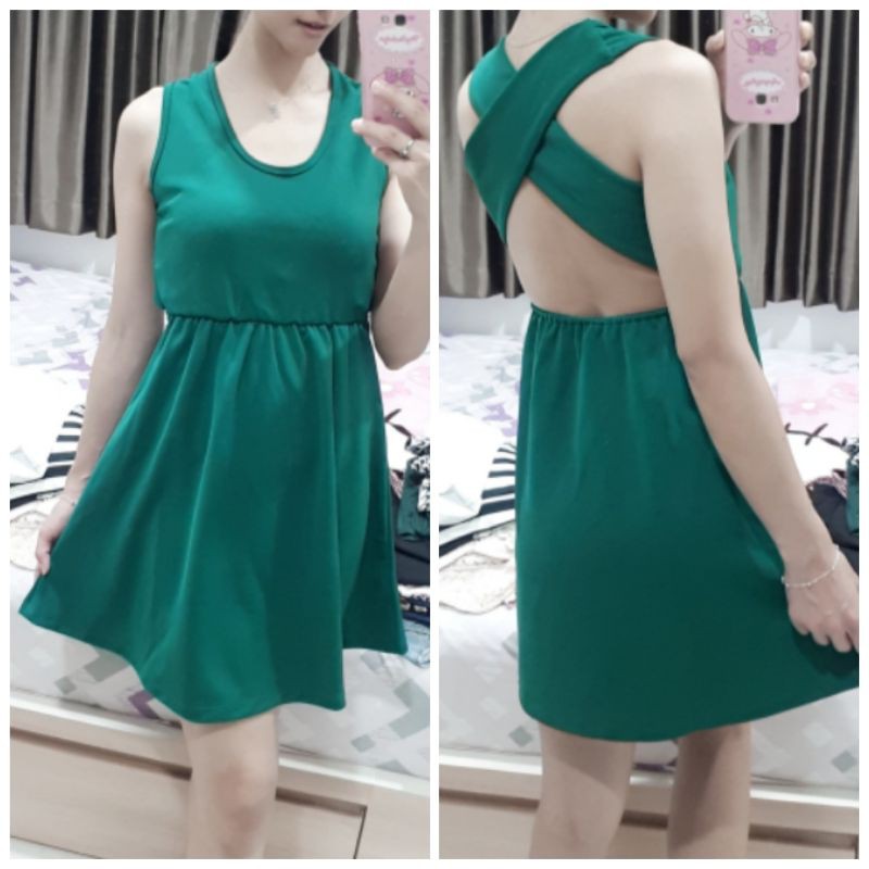 Dress Ko Moon Young Backless Mini Flare Skirt