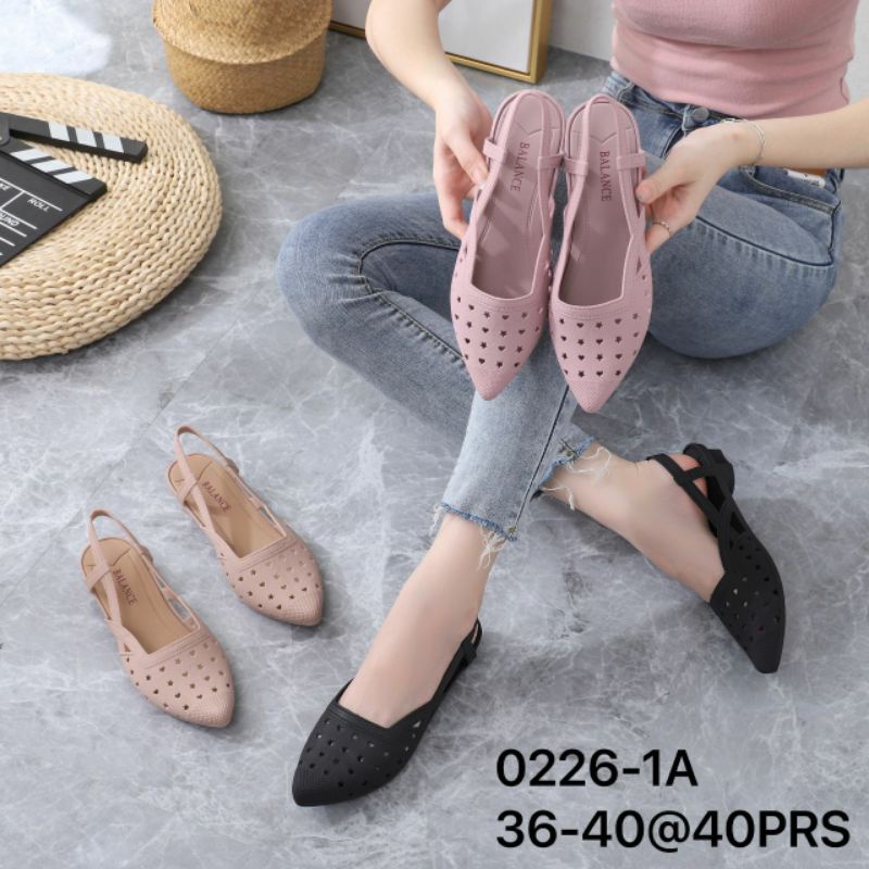 Sepatu perempuan dewasa Jelly Wedges Love Star Balance 0226-1 size 36-40/sepatu tali belakang wanita import