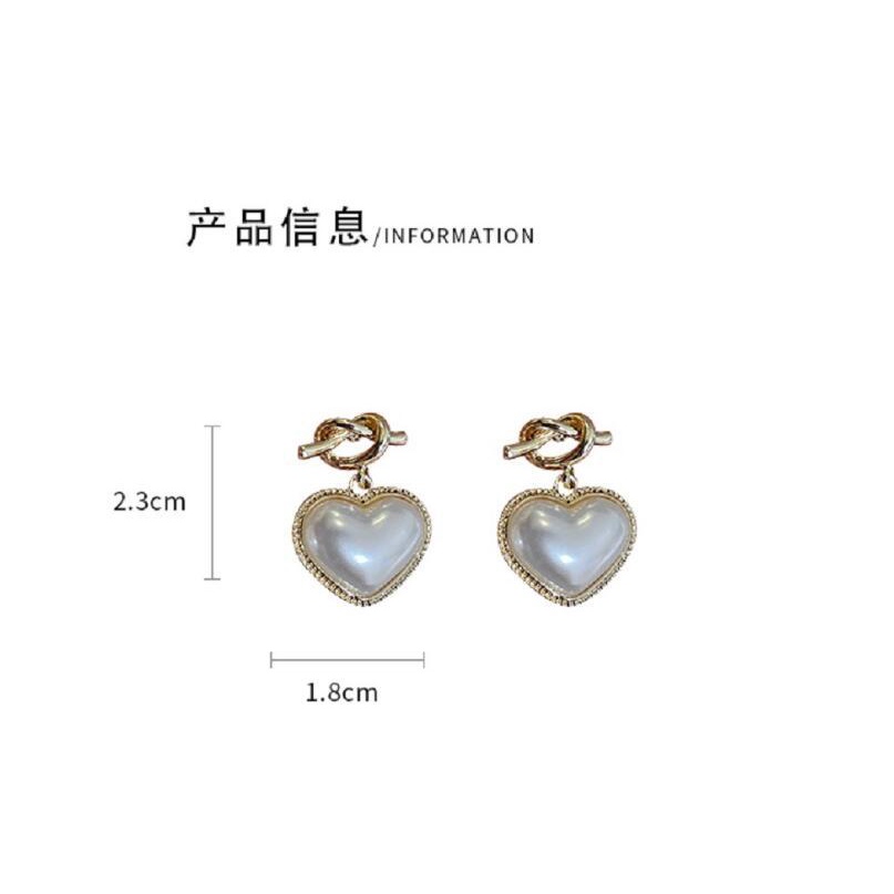 925 jarum perak Korea fashion kepribadian trendi anting-anting cinta Mutiara anting-anting selebriti