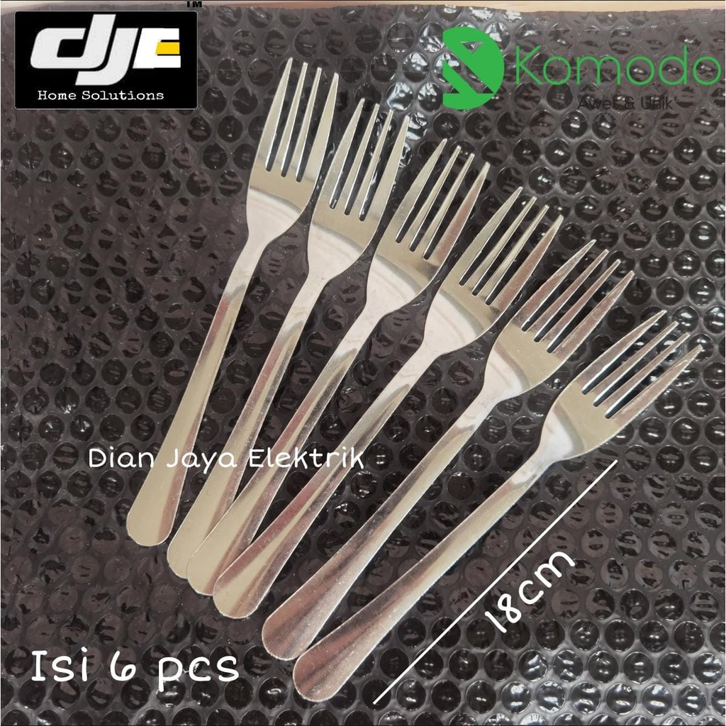 SENDOK GARPU STAINLESS KOMODO GLOWSY ISI 6 PCS