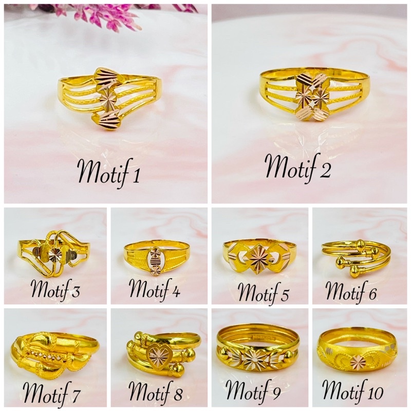 Cincin emas asli 16K & 20K handmade uk 10 -20