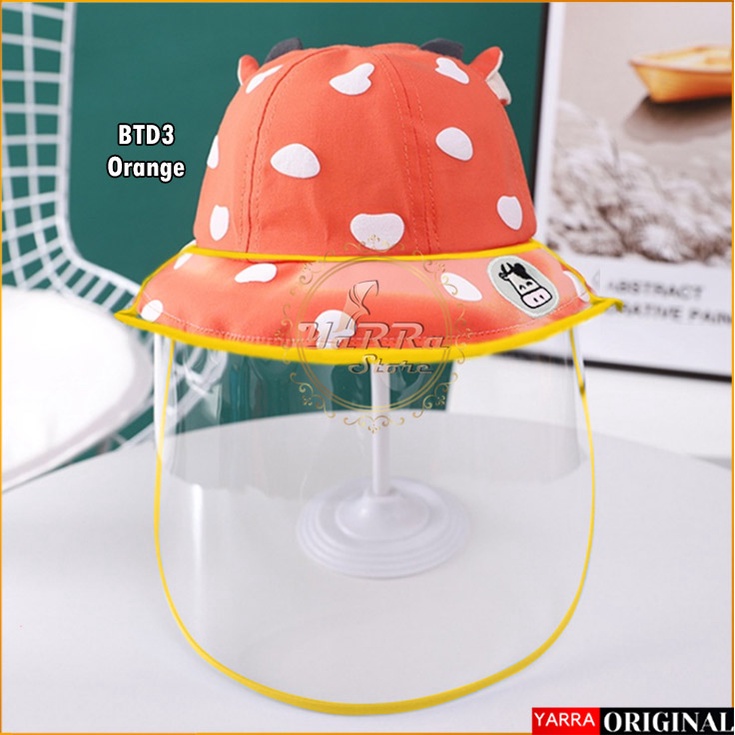 TOPI ANAK BUCKET PEREMPUAN BUCKET LAKI LAKI MOTIF JERAPAH PELINDUNG WAJAH ANTI VIRUS BTA-BTD3-ORANGE