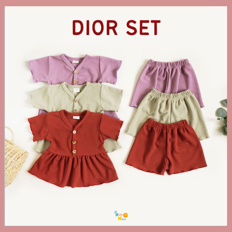 DIOR SET | BAJU MAIN SETELAN SANTAI PENDEK ANAK PEREMPUAN | SABEEKIDS