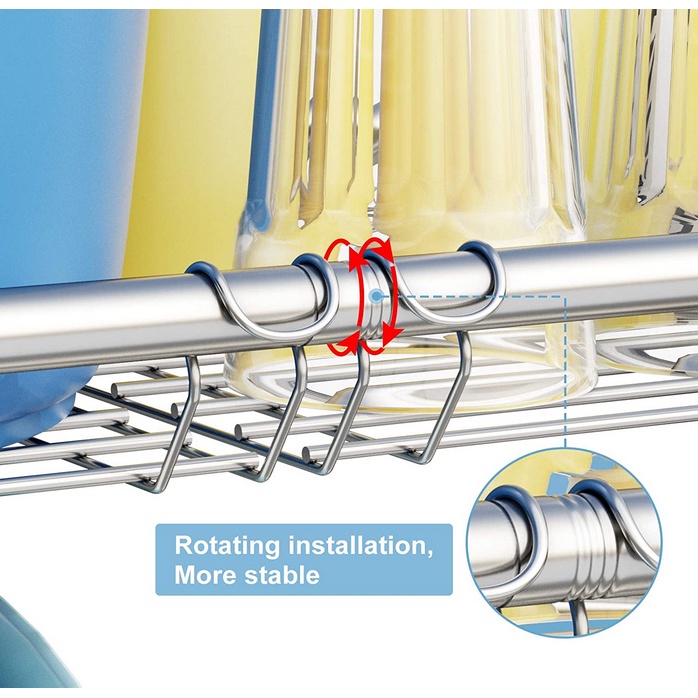 Rak Wastafel Stainless Steel Rak Cuci Piring Dapur Rak Pengering Piring Kokoh Anti Karat Peralatan Dapur