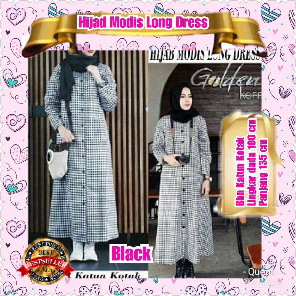 TERMURAH HIJAB MODIS LONG DRESS BLACK / HITAM/ TERBARU/TERPOPULER/TERLARIS/KONDANGAN/TERMURAH