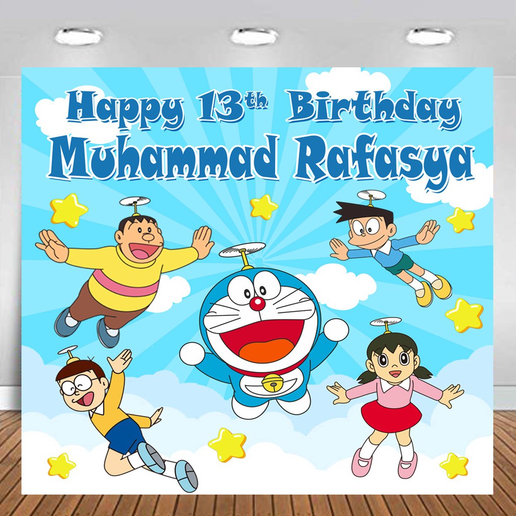 Doraemon Backdrop Flexi Banner Birthday / Spanduk Hiasan Dinding Ulang Tahun
