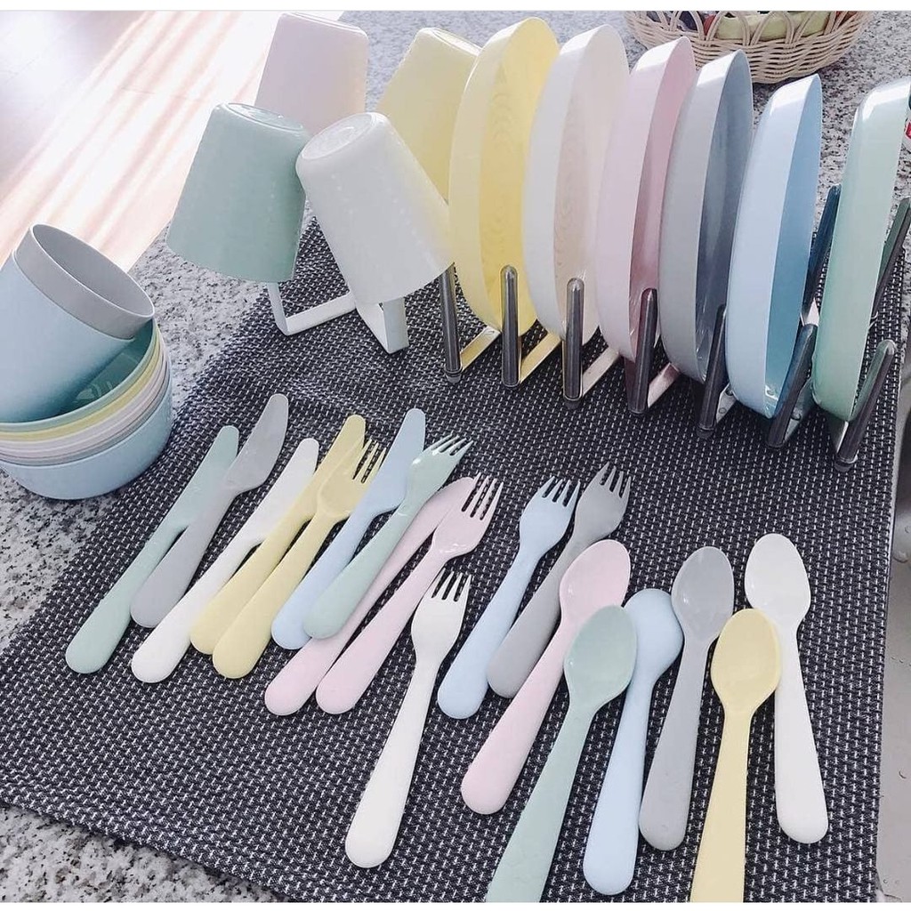 ikea kalas alat makan set sendok garpu pisau piring gelas mangkok satuan