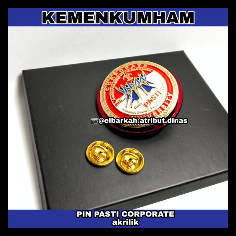 PIN PASTI CORPORATE AKRILIK TERBARU GOLD PLETING