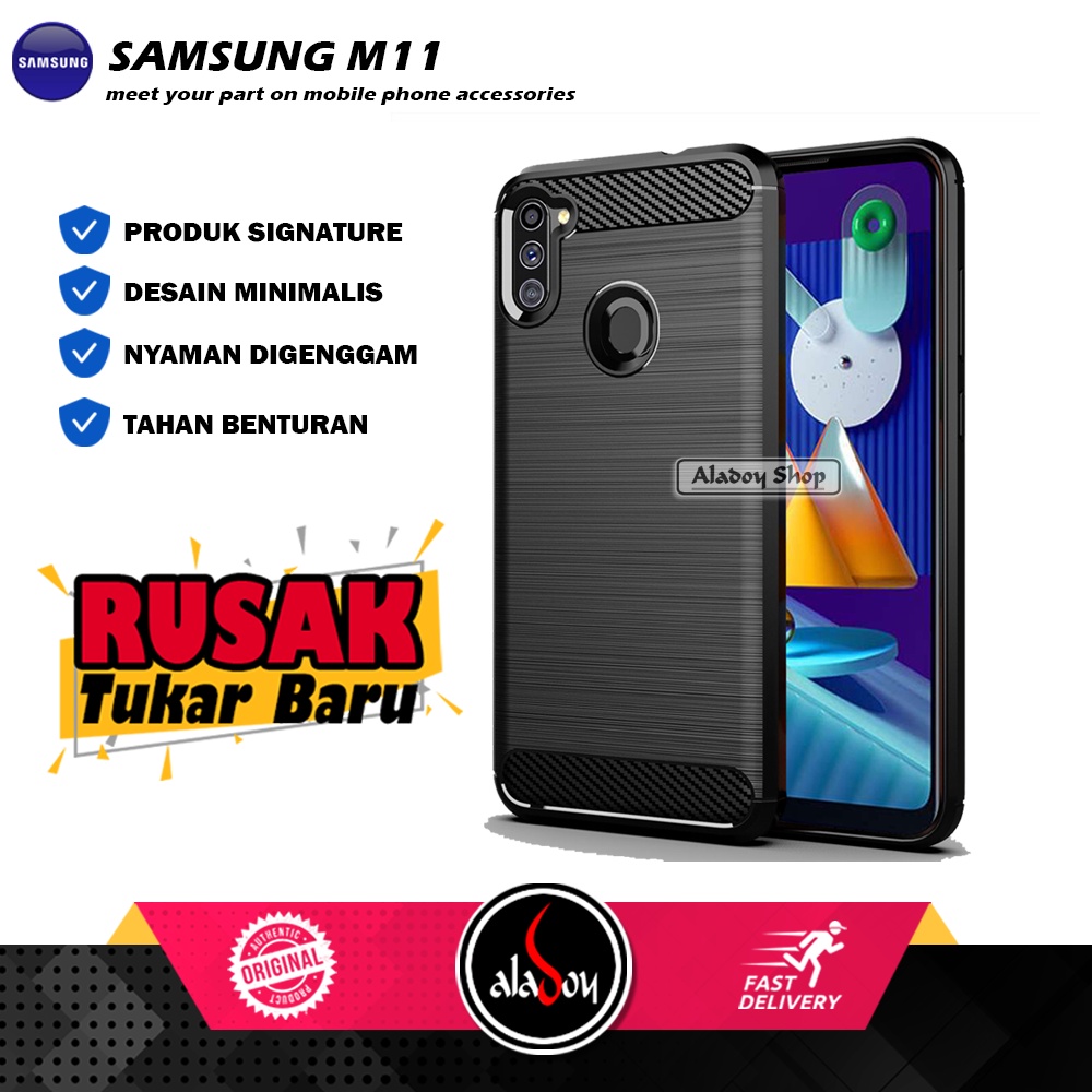 Case Samsung M11 2020 Ultra Slim Ipaky Carbon Premium Softcase Kesing HP