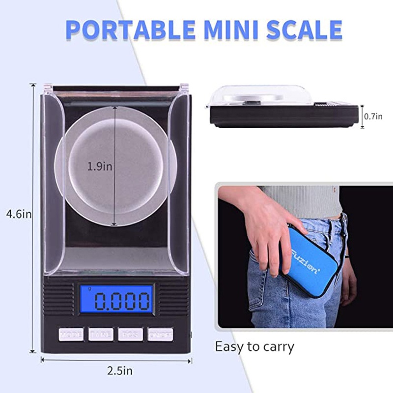 Gro Portable 100g / 0.001g LCD Digital Jewelry Scale Pocket Milligram Scale for Powder