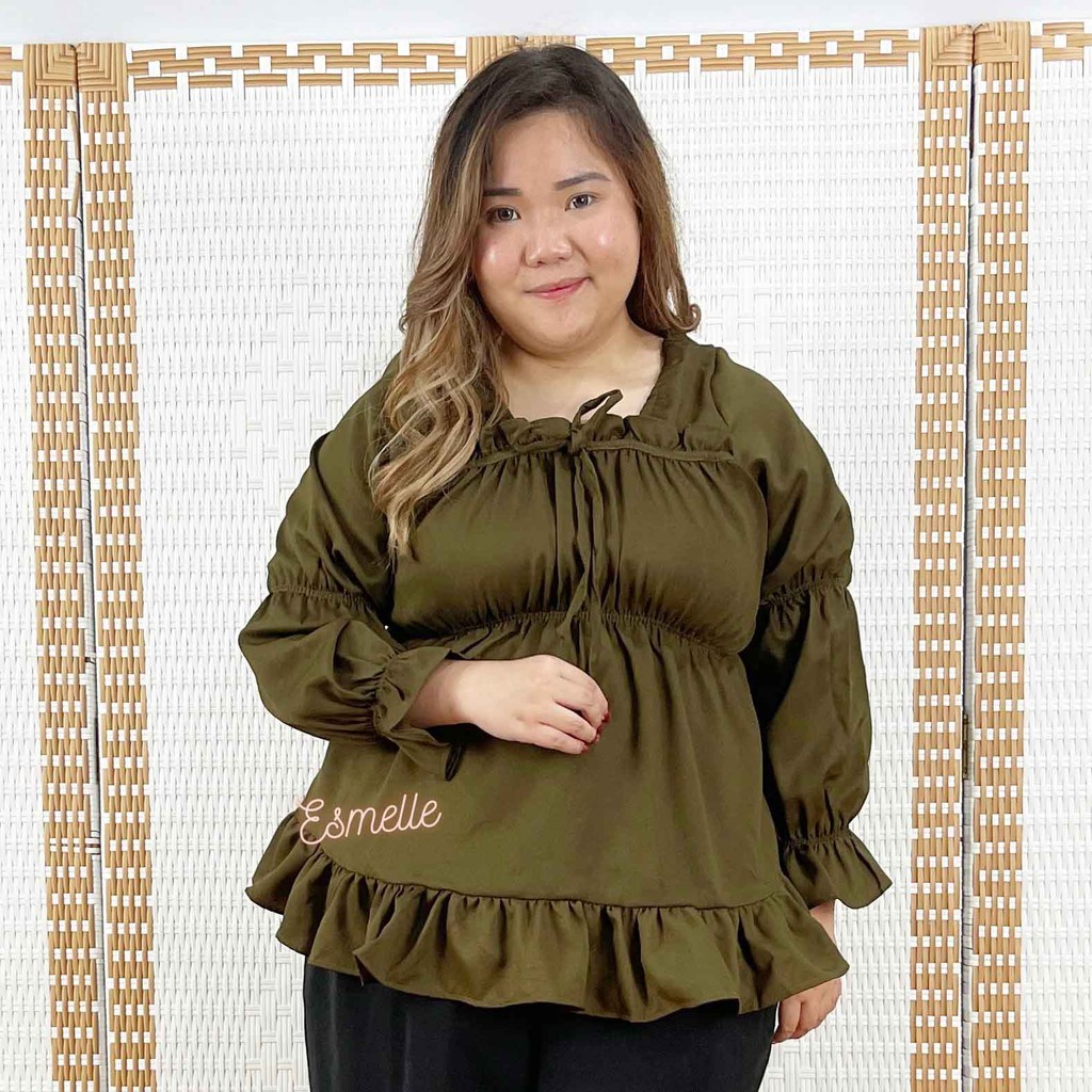 Blouse Wanita Jumbo / Blouse Fashion Korea Terbaru / Atasan Wanita Jumbo XXXL / Atasan Wanita Promo-Army