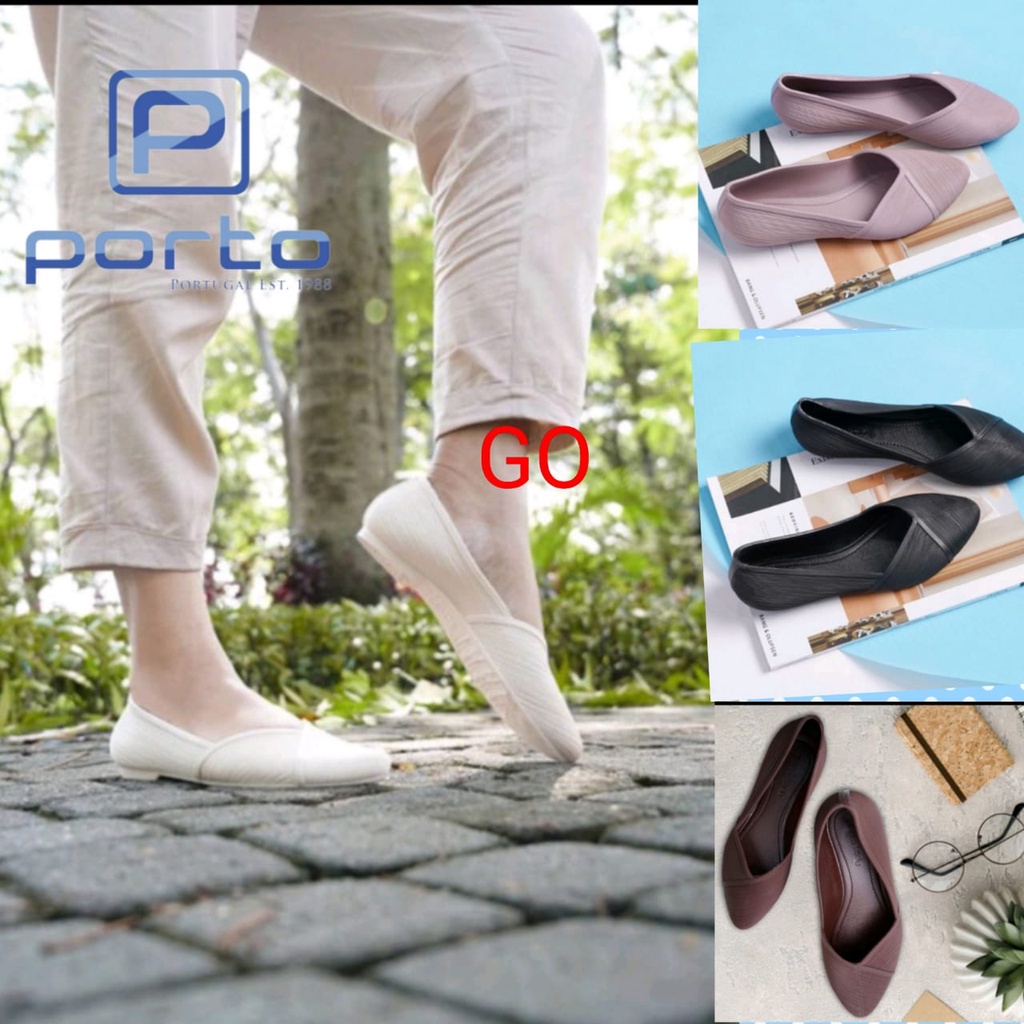 BB PORTO LADY XEM Sepatu Flat Shoes Wanita Terbaru Anti Slip Model Korea Nyaman dan Tahan Sepatu Jelly Wanita