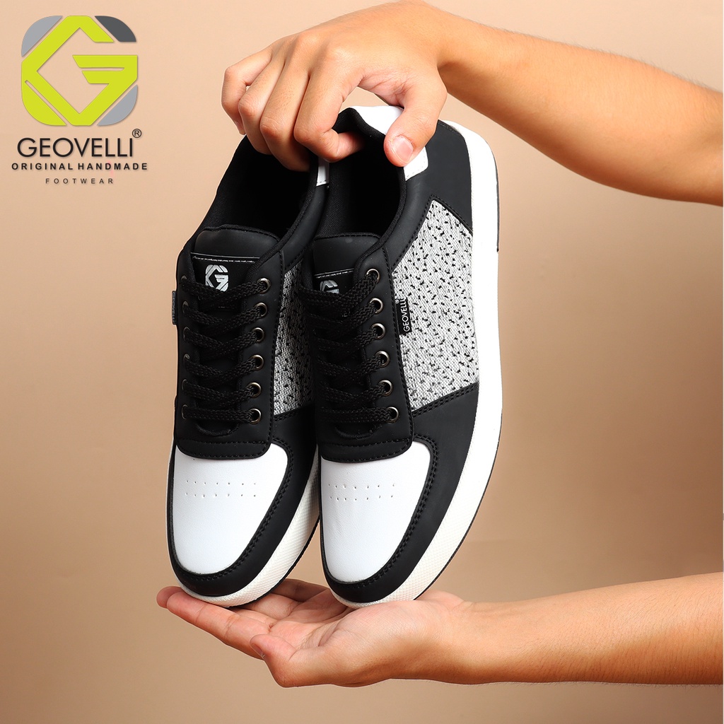 Geovelli  39-44 Sepatu Casual Sneakers Putih Hitam Pria Cowok Altovo Series Kets Distro Premium Original