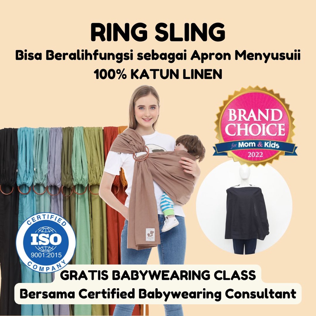 Mere Et Moi - Gendongan Kain Ring Sling Free BIB / Free Slaber Bayi - Cukin Ring - Gendongan Bayi Ring