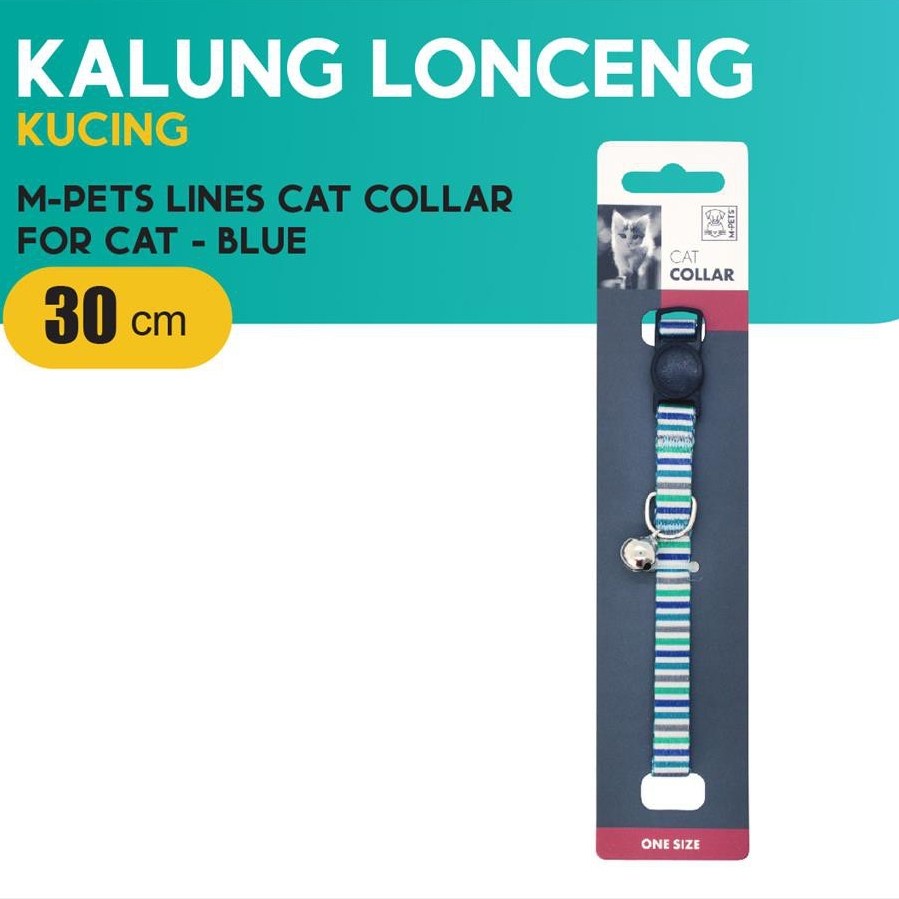 M-Pets Lines Cat Collar Size 30 cm / Kalung Kucing Lonceng