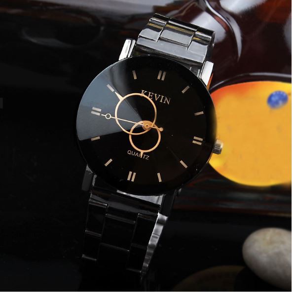 Women Watches Fashion Black Round Dial Stainless Steel Band Quartz Wrist Watch Mens Gifts