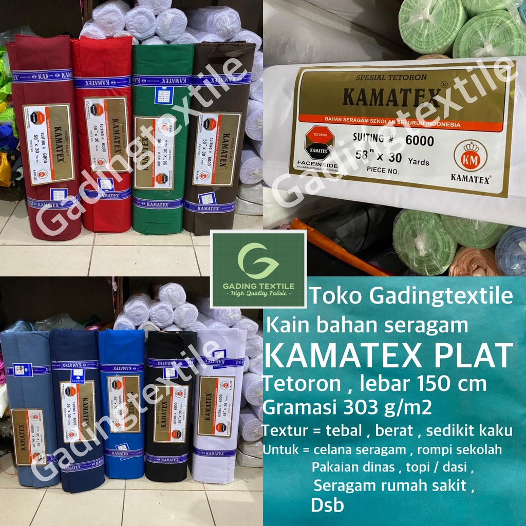 ( per setengah meter ) kain bahan seragam KAMATEX PLAT tetoron lebar 150 cm untuk celana rok sekolah pakaian dinas wearpack dasi topi seragam PDH PDL