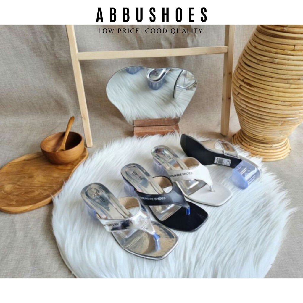 abbushoes US 90 hak tahu kaca jepit  wanita 5cm