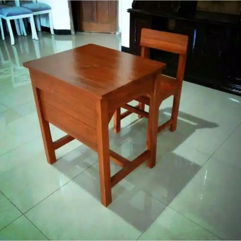 SET KURSI IMPRES BANGKU KURSI MEJA SEKOLAH UNTUK SD SMP SMA BAHAN KAYU JATI ASLI JEPARA