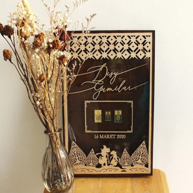 Frame Mahar 20x30 | Mahar Logam Mulia Kayu Rustic | Mahar Rustic helloto99 Ayo Beli