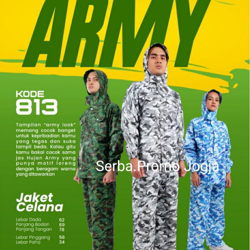 Setelan Jas Hujan Jaket Celana Army Plevia