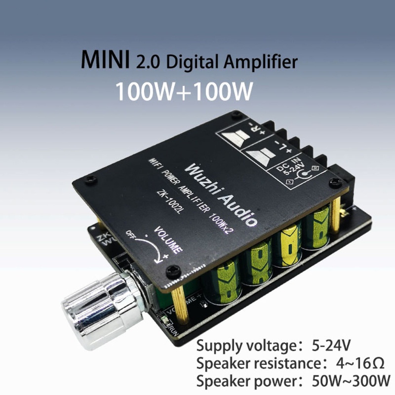 Vivi Mini Zk-1002L Papan Amplifier Audio Stereo Wireless Bluetooth 5.0 Dual Channel 100w Dc 12v 24v